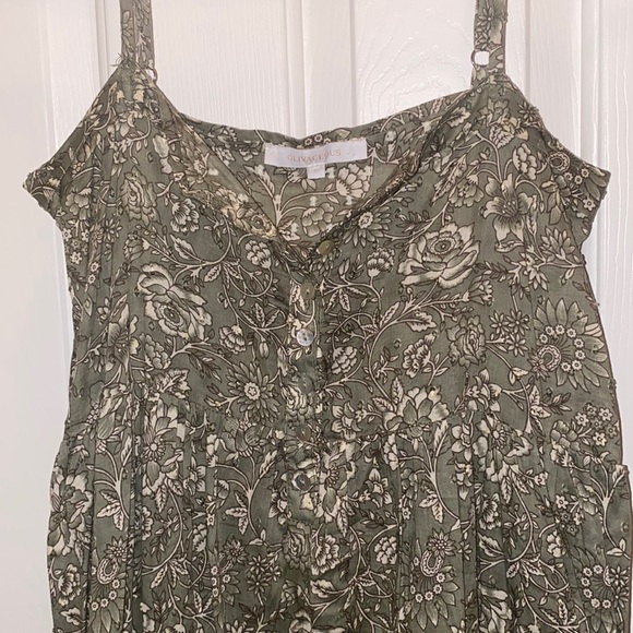 Olivaceous sage floral tiered dress - Picture 3 of 7